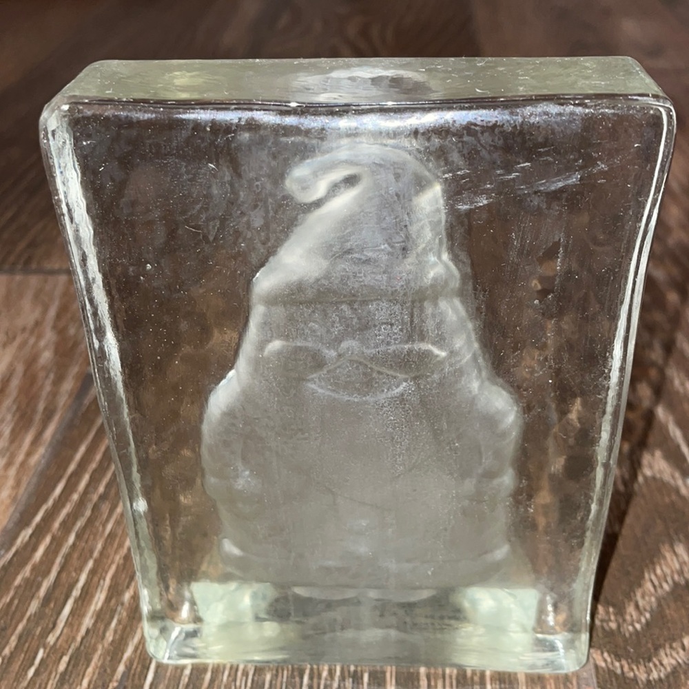 White Barn glass Santa shadow tea light candle holder